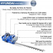 Hyundai HYHT40LI Cordless Hedge Trimmer With Battery & Charger